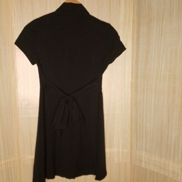Aryn K Womens Black Short Sleeve Button Down Shirt Dress Large - Picture 2 of 9